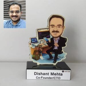 ZOCI VOCI Personalized Toony Caricature Standee for Men – Boss (Male - IT) | Custom Name Gift | Quirky Birthday, Farewell, Employee Appraisal Gift | S