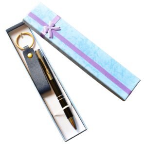Combo of Metal Ball Pen & PU Leather Keychain Gift Set | Premium Pen Gift Set for Men, Boys, Women | Ideal Corporate Gifts for Clients & Employees Under ₹500 |