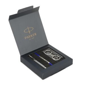 parker Gift Set – Vector Special Edition Chrome Trim Roller Ball Pen with Parker Keychain | Elegant Writing Set | Ideal for Corporate, Birthday, Farewell & Festive Gifting |