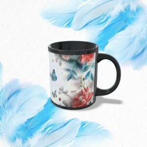 StylishSurprise Hapfiy Two Tone Sublimation Ceramic Coffee Mug – 325ml (Black Patch) | Microwave Safe | Customizable Mug for Sublimation Printing | Ideal for Kitchen, Office, Gifts & Business Use