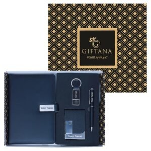 Giftana 4 in 1 Personalized Diary Gift Set – Diary with Pen, Card Holder & Metal Keychain | Name Engraved | Perfect Personalized Gift for Doctor, Husband, Father | Corporate & Christmas Gift Set for Employees | Black | StylishSurprise – Best Gift Store in Mumbai, Thane & Gorbunder Road