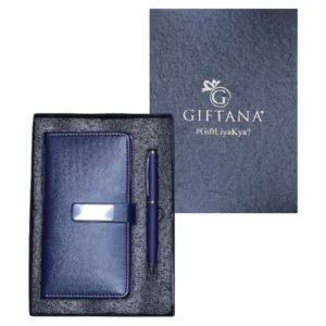 Giftana 2 in 1 Diary with Pen Gift Set – Navy Blue Leather Notebook & Metal Pen Combo | Birthday & New Year Gifts for Men & Women | Perfect for Husband, Brother, Father & Employees |