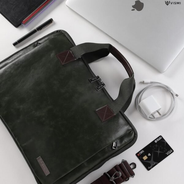 Stylish Vegan Leather Laptop Briefcase Bag for Men & Women | Fits 13", 14", 15.6" Laptops | Premium Office Messenger Shoulder Handbag | Ideal for Corporate Gifting, Birthday, Rakhi Gifts for Brother & Sister - Image 9