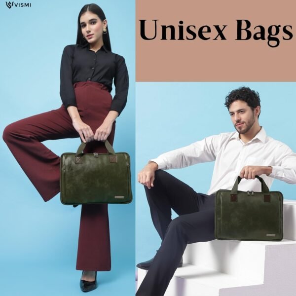 Stylish Vegan Leather Laptop Briefcase Bag for Men & Women | Fits 13", 14", 15.6" Laptops | Premium Office Messenger Shoulder Handbag | Ideal for Corporate Gifting, Birthday, Rakhi Gifts for Brother & Sister - Image 8