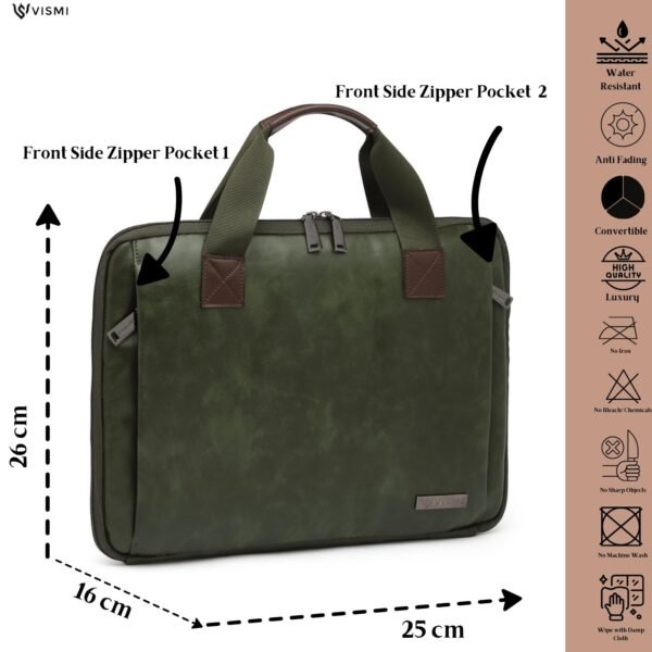 Stylish Vegan Leather Laptop Briefcase Bag for Men & Women | Fits 13", 14", 15.6" Laptops | Premium Office Messenger Shoulder Handbag | Ideal for Corporate Gifting, Birthday, Rakhi Gifts for Brother & Sister - Image 5