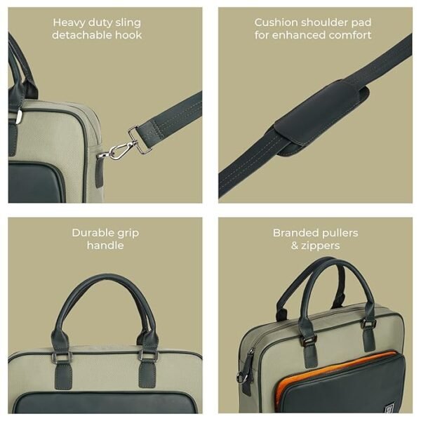 EUME Executive Laptop Bag for Men & Women | Office Bag with Padded Compartment | Vegan Leather & Nylon | PC-SS20082513 - Image 5