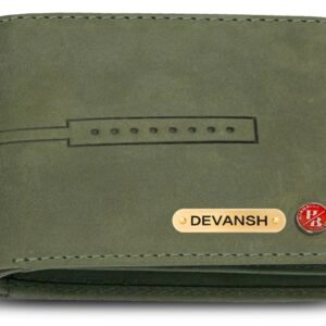 HORNBULL Men’s Personalized Wallet – Green | Customized Slim & Stylish Leather Purse with Name Engraving | PC-SS14082514